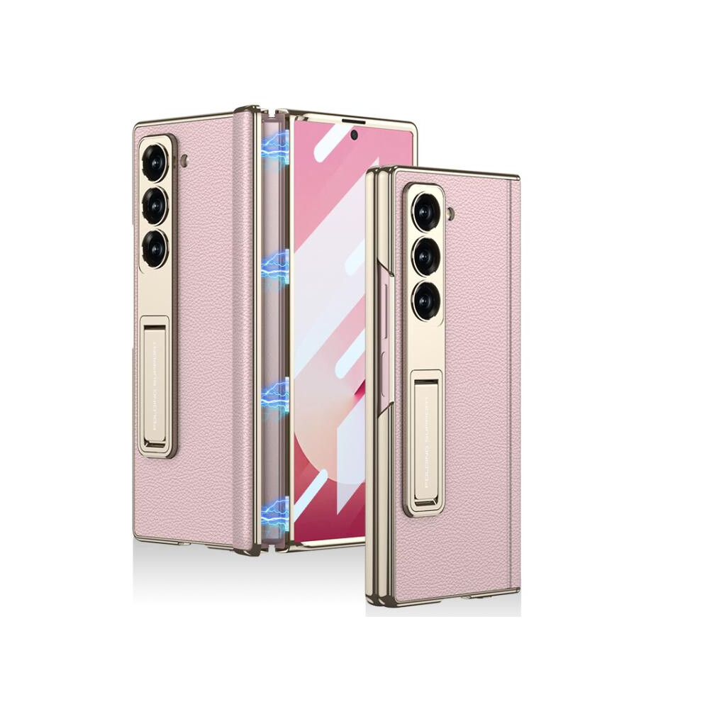 Gkk Integrated Magnetic Folding Full Coverage Phantom Leather Phone Case With Stand Compatible Gift Samsung Galaxy Z Fold6 (Pink):For Samsung Galaxy Pink 5421786257863