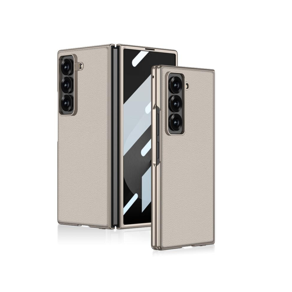 Compatible Gift Samsung Galaxy Z Fold6 Slim Gkk Integrated Metal Paint Skin Feel Leather Full Coverage Phone Case(Titanium ):Titanium Gray 7056706125083