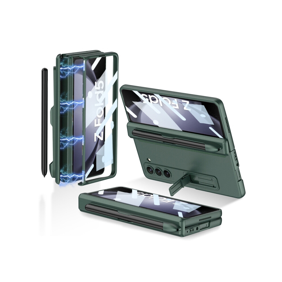 Gkk Magnetic Folding Full Coverage Phone Case Compatible Gift Samsung Galaxy Z Fold5 With Pen Slot (Midnight ):For Samsung Galaxy Z Fold5 Green 5083585347123