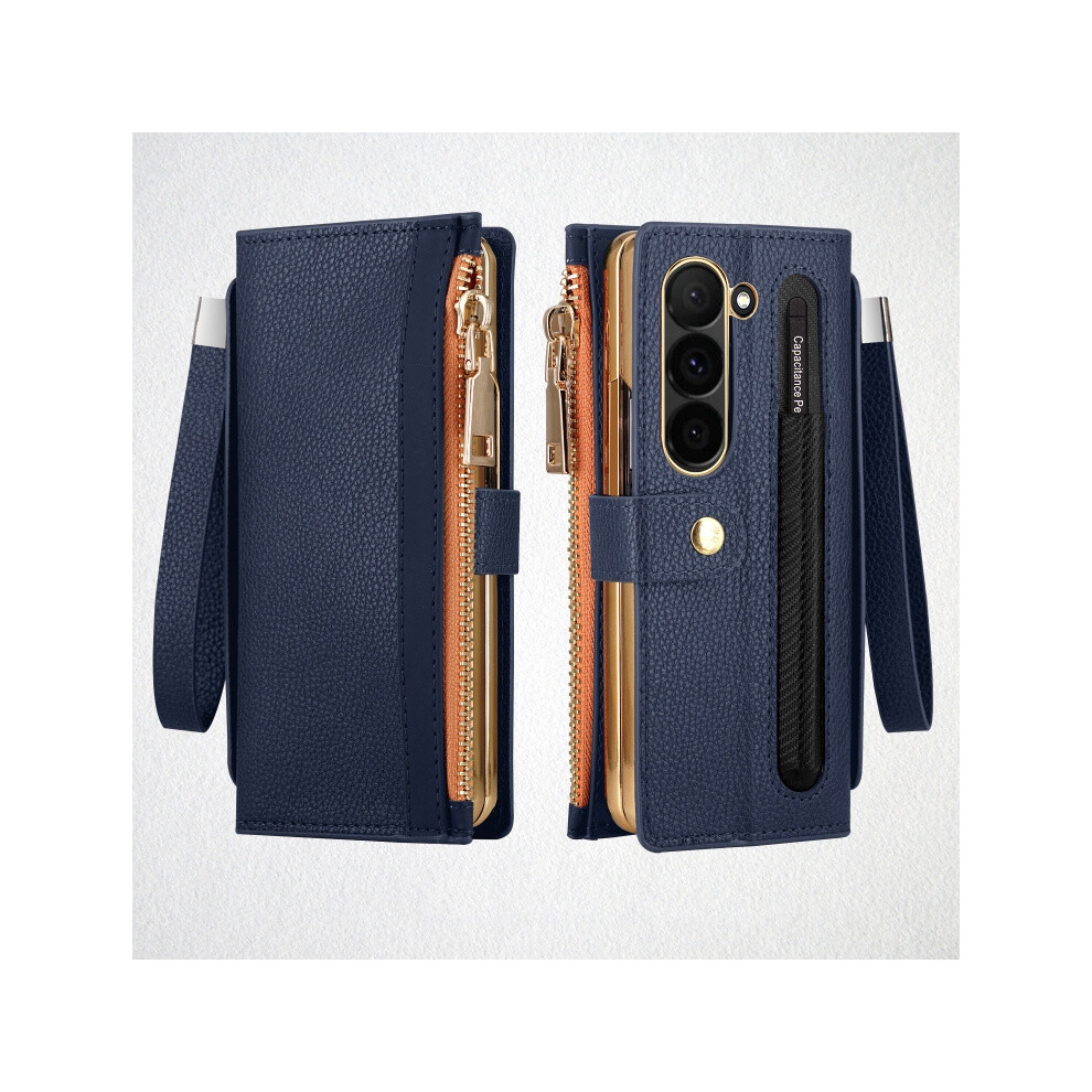 Vietao Elite Series Anti-Theft Wallet/Phone Case Compatible Gift Samsung Galaxy Z Fold5 (Blue):For Samsung Galaxy Z Fold5 Blue 3468205150468