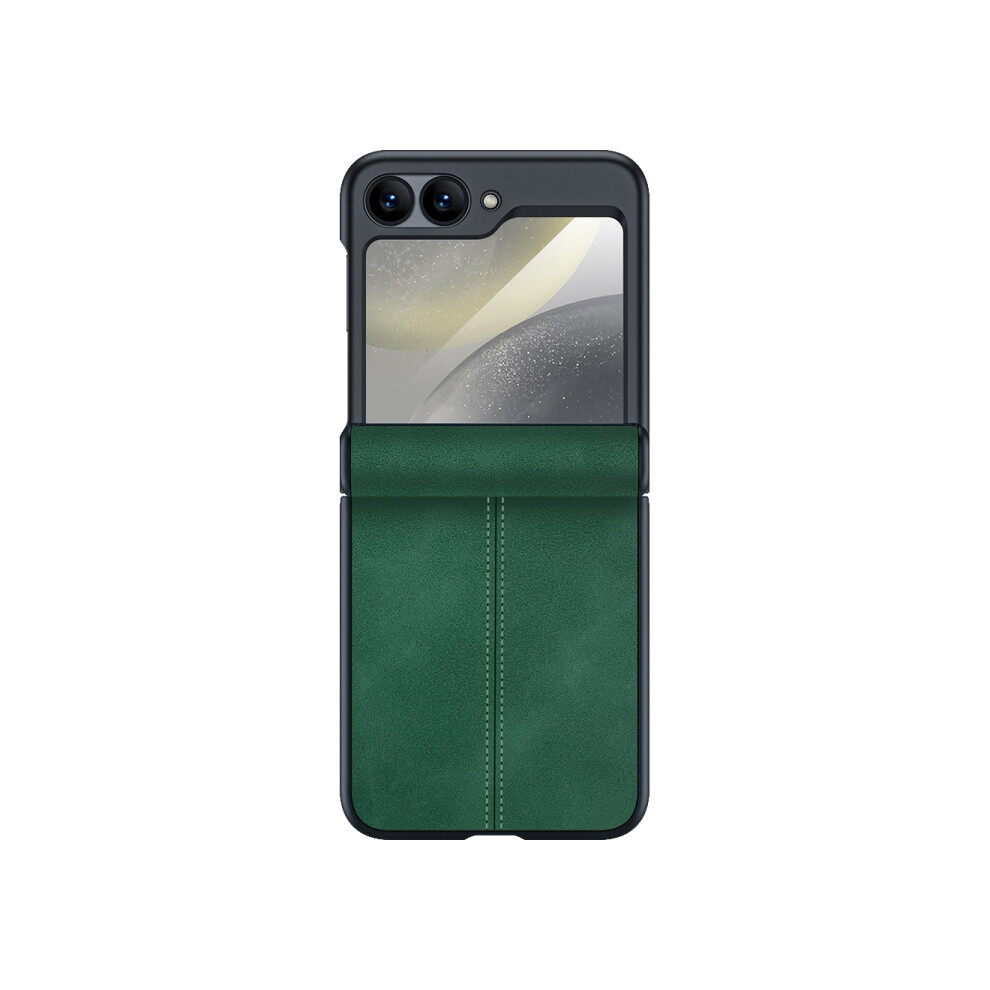 Compatible Gift Samsung Galaxy Z Flip 6 Integrated Hinge Leather Folding Phone Case (Green):For Samsung Galaxy Z Flip6 / Flip7 Fe Green 3468205150512