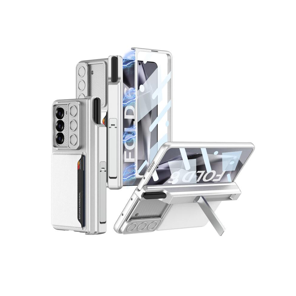 Compatible Gift Samsung Galaxy Z Fold6 Gkk Case With Integrated Magnetic Folding Hinge Sliding Window Stand, Card Holder, Phone Case With Pen Case (S 3581503314322