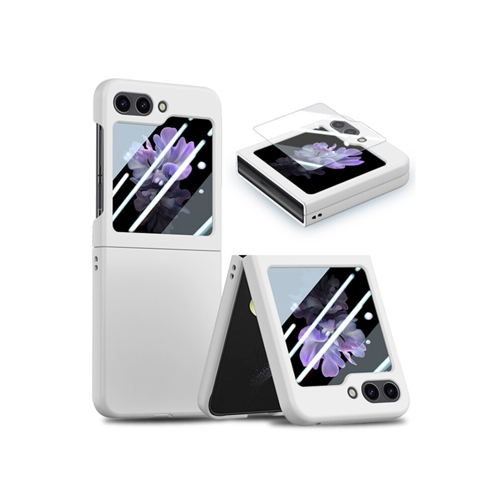 Junsunmay Skin-Like Pc+9H Tempered Glass Screen Protector Compatible Gift Samsung Galaxy Z Flip5 (White):For Samsung Galaxy Z Flip5 White 7806423135885