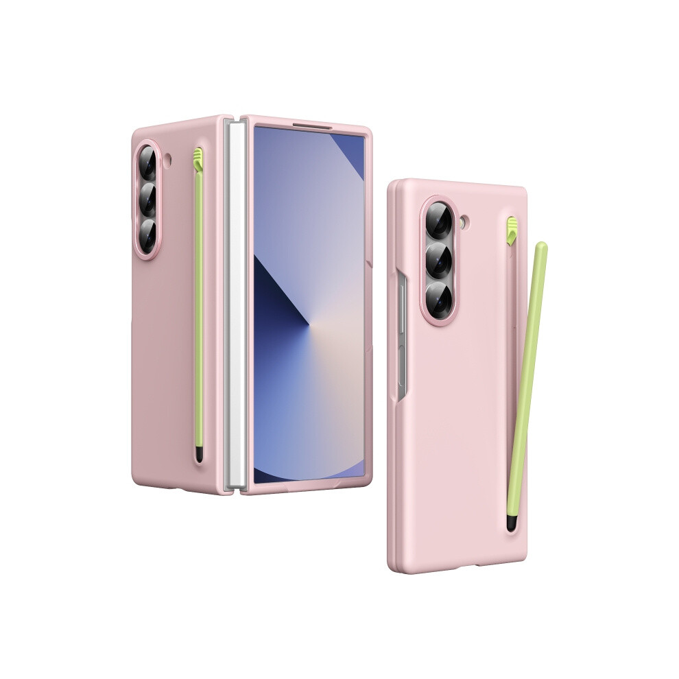 Compatible Gift Samsung Galaxy Z Fold6 Skin Feel Foldable Shockproof Phone Case With Capacitive Stylus(Pink):For Samsung Galaxy Z Fold6 Pink 4313913176837