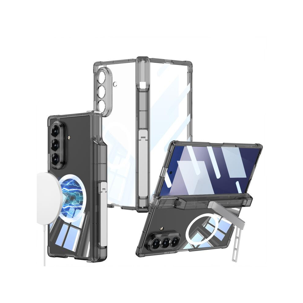 Compatible Gift Samsung Galaxy Z Fold7 5G Gkk Integrated Airbag Hinge Full Coverage Magsafe Phone Case With Holder / Pen Box, Not Included Pen(Black) Black 3244025303969