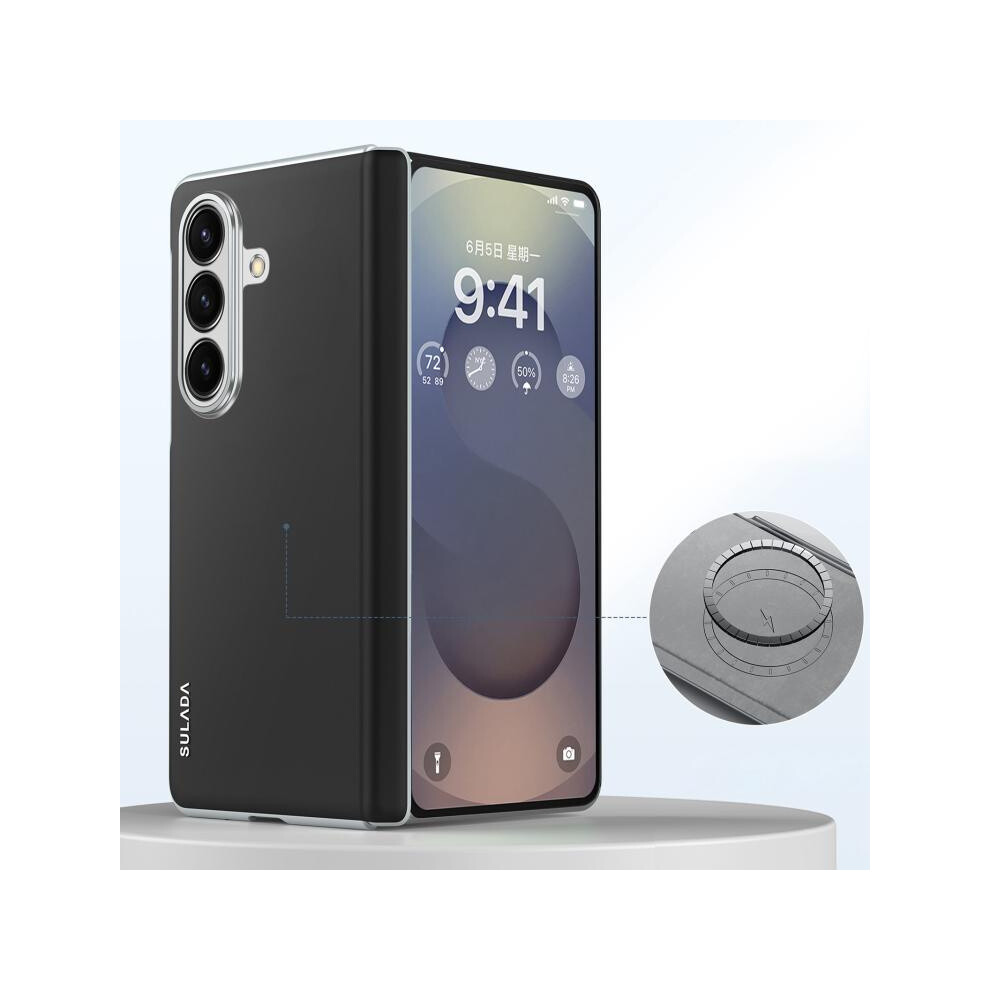 Compatible Gift Samsung Galaxy Z Fold7 5G Sulada Skin Feel Liquid Leather Shockproof Phone Case(Black):For Samsung Galaxy Z Fold7 5G Black 8197155413624