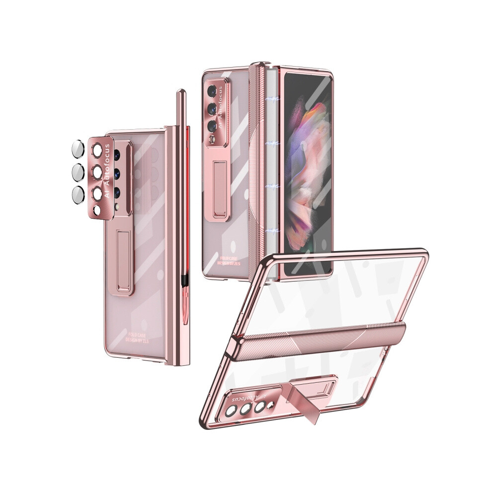 Magnetic Hinge Electroplated Phone Case With Stand Compatible Gift Samsung Galaxy Z Fold4 5G (Rose ):For Samsung Galaxy Z Fold4 5G Gold 5083585347079