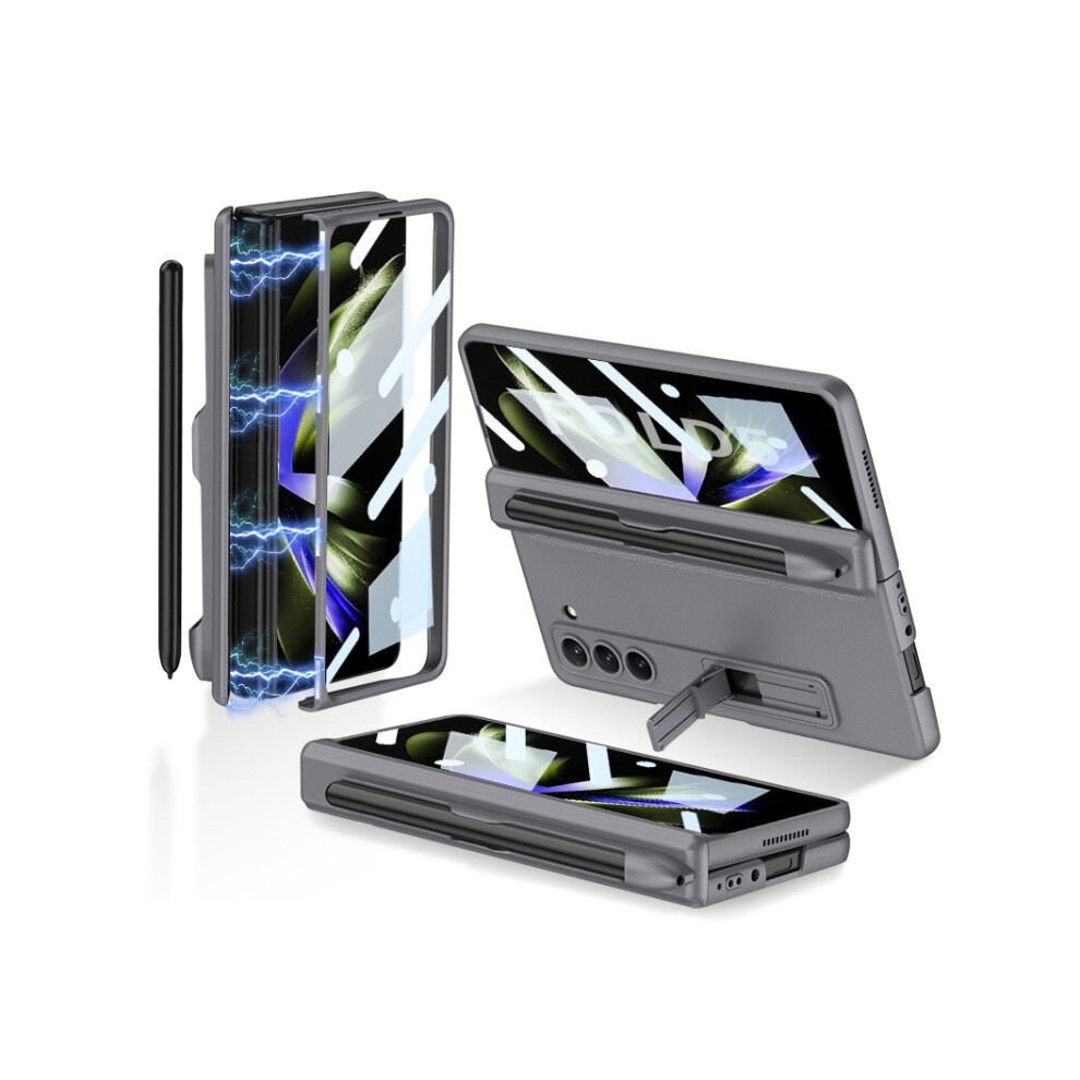 Gkk Magnetic Folding Full Coverage Phone Case Compatible Gift Samsung Galaxy Z Fold5 With Pen Slot (Cold Mountain ):For Samsung Galaxy Z Fold5 Gray 5083585347116