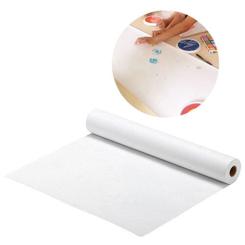 White drawing paper roll for kids crafts, 45 cm  5 m, 2 2