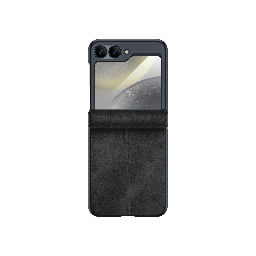 Integrated Hinge Leather Folding Phone Case Compatible Gift Samsung Galaxy Z Flip 6 (Black):For Samsung Galaxy Z Flip6 / Flip7 Fe Black 3468205150482