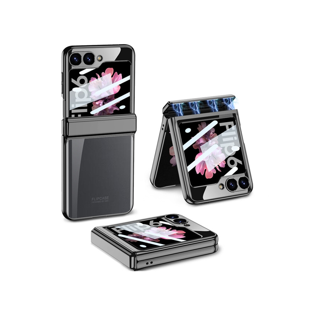 Gkk Magnetic Folding Hinge All-In-One Phone Case Compatible Gift Samsung Galaxy Z Flip6 (Black):For Samsung Galaxy Z Flip6 / Flip7 Fe Black 4327429424283
