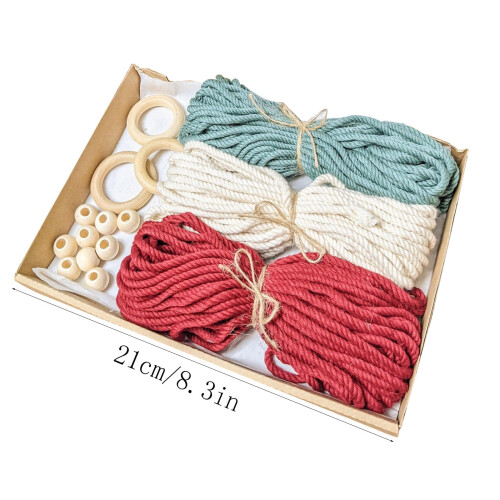Kit de bricolaje para árbol de Navidad de macramé con cuerda de algodón 2