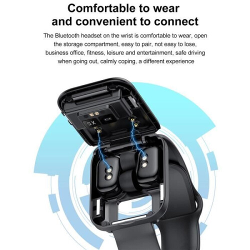 Αδιάβροχο Bluetooth Smartwatch με ακουστικά για άνδρες - Μαύρο 1