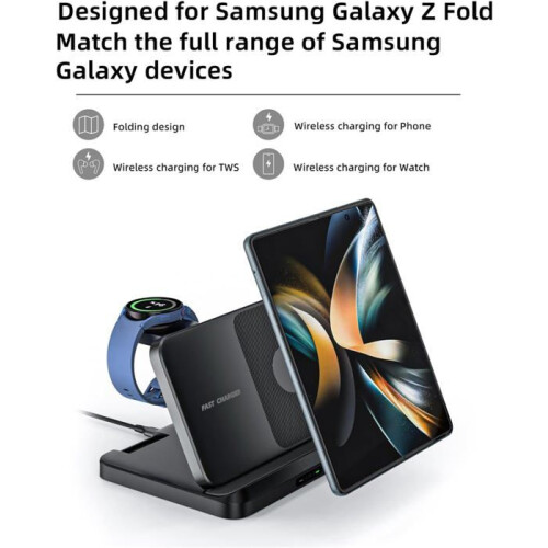 Πτυσσόμενος ασύρματος σταθμός φόρτισης Samsung 3 σε 1, ασύρματος σταθμός φόρτισης, πο 1