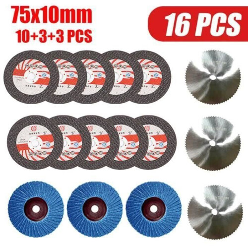 16 τεμάχια γωνιακού τροχού λείανσης 75X10mm σετ δίσκου κοπής ξύλου και μετάλλου HSS κ 1