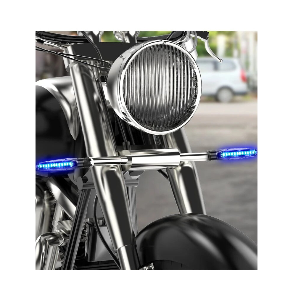 2Pcs Motorcycle Led Sequential Turn Signal Indicators - Flowing Blue 821456001805