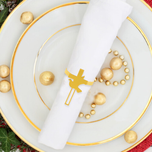 Goldene Kreuz-Serviettenringe, 6er-Set 2