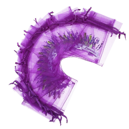 50 bolsitas de organza moradas con cordón 1