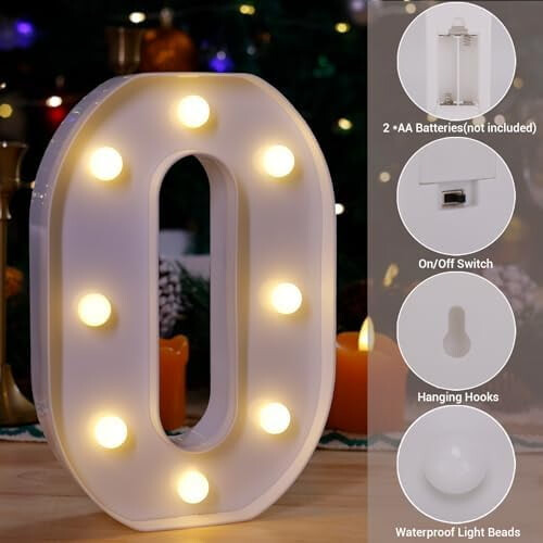 Litera O cu LED-uri - Alimentată cu baterii 2