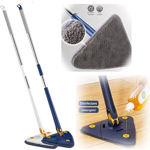 Telescopic Triangular Mop with 360 Rotating Design, Automatic Water Removal Function, Cleaning Tool, + 4 Wipes 1