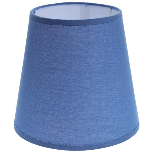 Abajur cilíndrico de tecido azul e metal 2