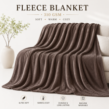 (Brown, Double: 150 cm x 200 cm.) Faux Fur Fleece Throw Warm Soft Mink Blanket