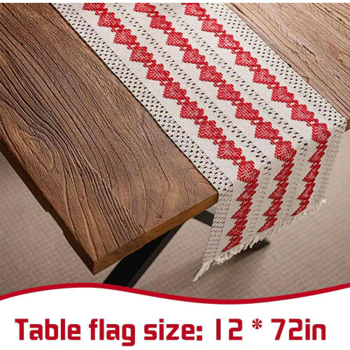Caminho de mesa boho em algodão e linho, 33 x 183 cm (13 x 72 polegadas) 2
