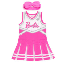 Barbie Peutermeisjes Cheerleader Jurk en Strik Outfit Set Roze/Wit 4T