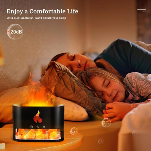 2-in-1 etherische olie diffuser & Himalaya zoutkristallamp, aromatherapie diffuser met vlameffectlamp 2