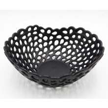 Ceramic Net Style Black Fruit Bowl Deco 28x26x13Cm