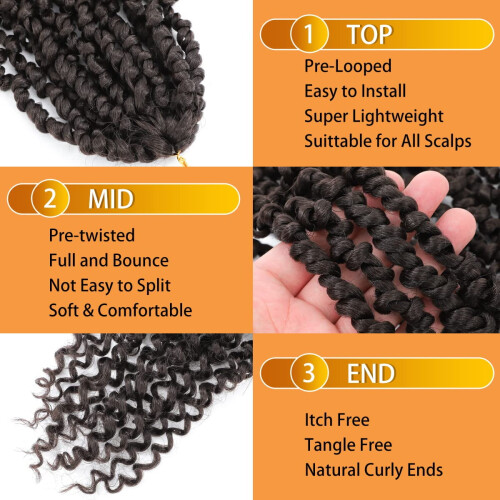 Cabelo pré-torcido Passion Twist para crochê, 20cm (8 polegadas), pacote com 8 unidades. 2