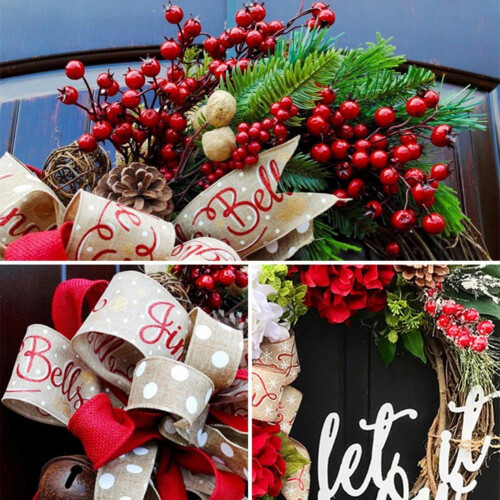 Kerstkrans van rotan met letterontwerp 1