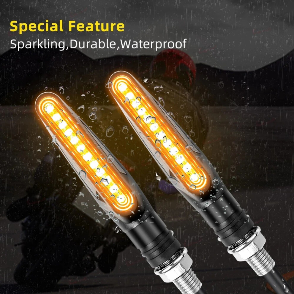 2Pcs Motorcycle Led Sequential Turn Signal Indicators - Flowing Red 821456001911