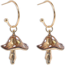 1 Pair Charming Long Pendant Mushroom Earrings Funny Jewelry for Stylish Women