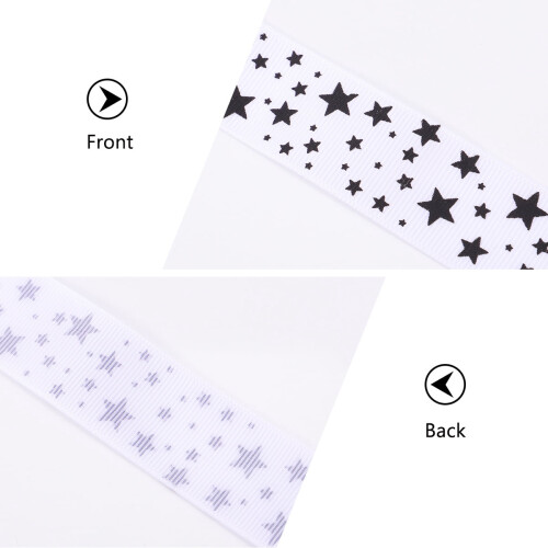 Geribbelde polyester band met sterrenprint, 5 cm 2