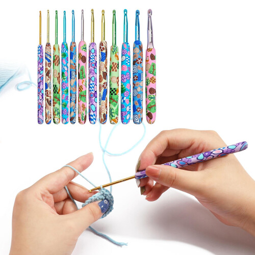 Set mit mehrfarbigen Polymer-Häkelnadeln – 9 oder 12 Stück 2