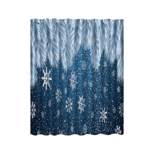Rideau de douche rouge imperméable avec sapin de Noël enneigé 1