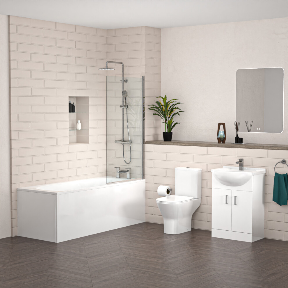 Nes Home 550Mm Freestanding Doors Vanity With Toilet, Shower Bath & Taps Set