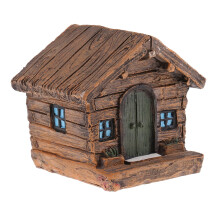 Casa de jardín de hadas, mini cabaña de madera y resina para decoración