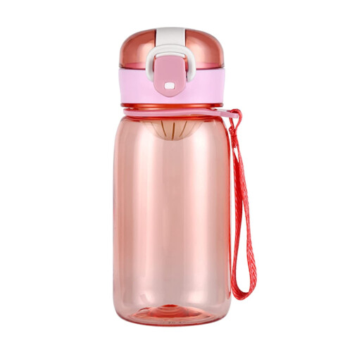 Rosa vattenflaska, 400 ml, bred mun med sil