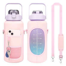 64-Unzen-Halbgallonen-Wasserflasche mit Hülle und Zeitmarkierungen