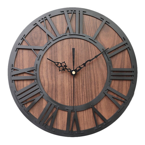 Ceas de perete acrilic negru cu cifre romane, 30 cm