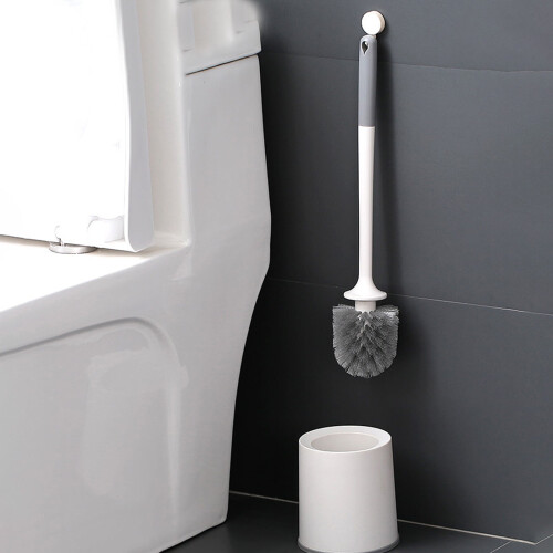 Toiletborstel en houder set, wit plastic, 1 stuk