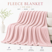 (Pink, Single: 130 cm x 150 cm.) Faux Fur Fleece Throw Warm Soft Mink Blanket