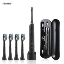 (Black 4 Heads) Sarmocare S100 Sonic Toothbrush With 8 Brush Heads Whitening Function USB Rechargeable Professional Dental Care