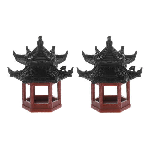 Mini pavillon décoratif micro paysager marron PP2 pièces