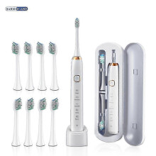 (White 8 Heads) Sarmocare S100 Sonic Toothbrush With 8 Brush Heads Whitening Function USB Rechargeable Professional Dental Care