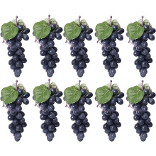 10 grappes de raisins noirs artificiels de 15 cm, décoration en caoutchouc.
