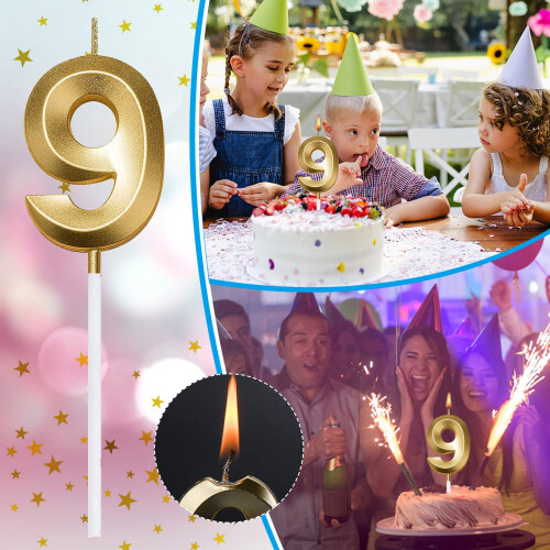 Vela de cumpleaños 3D con el número 9 – Cera y plástico