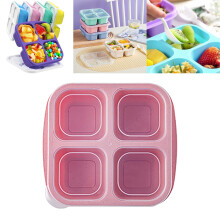 Bento Snack Box ružový, 4-priehradkový, opakovane použiteľný